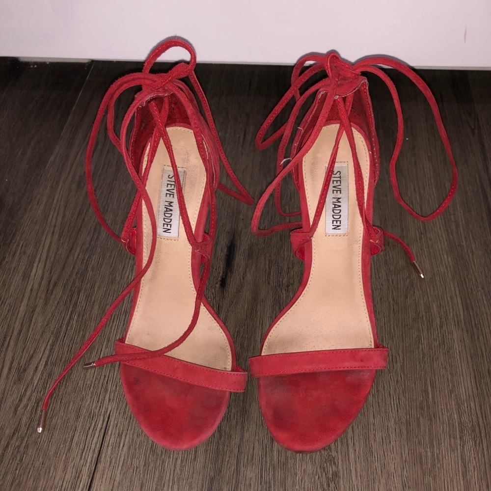 Red Steve Madden Lace Up Heels